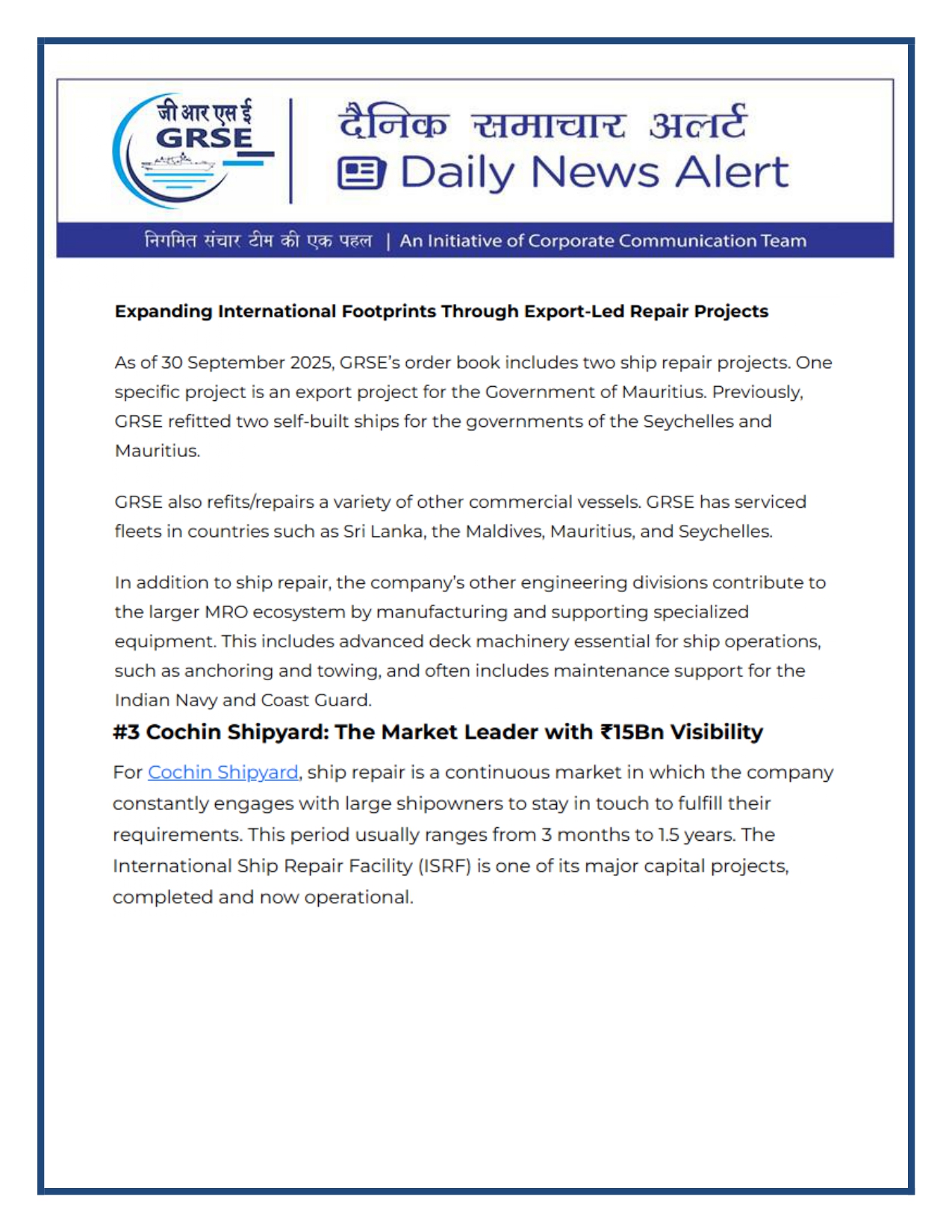   Press Coverage: 11 DEC 25: FINANCIAL EXPRESS 